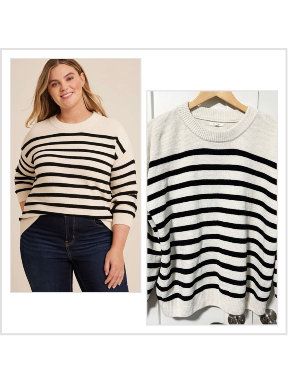 Maurices chenille Striped Black and White Sweater size 1X